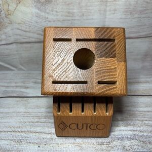 Cutco Galley + 5 Set Solid Honey Oak Wood Knife Block 10-Slot